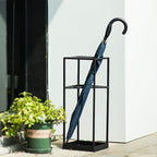 Indoor Umbrella Holder Stand,Umbrella Stand Modern Black Long Short Umbrella Holder, Creative Geometric Canes Golf Clubs Stand with Drip Tray, for Home Hotel Hallway Entrance Corner