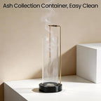 Incense Holder for Sticks, Anti-Ash Flying Incense Burner with 30 Incense Sticks, Detachable Glass Ash Catcher (Stainless Steel, Black)