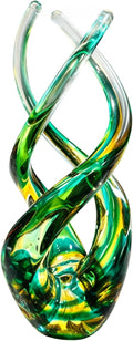 Hand Blown Glass Decor - Emerald Green Glass Sculpture - Aurora Collection Theme Spiral Kinetic Figurine, Light Reactive Gradient Decor for Home Office Garden, Ideal Gift for All Occasions