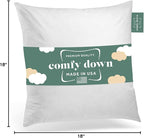 ComfyDown Decorative Throw Pillow Insert, Down and Feathers Fill, 100% Cotton Cover 233 Thread Count, Square Pillow Insert - Made in USA (18" x 18")