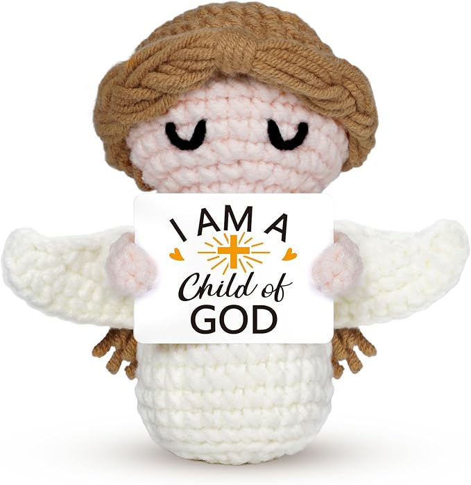 Baptism Gifts for Girl,Boy,Baby - I Am a Child of God Crochet Angel Doll- Religious Christian Gifts for Women,Men,Kids, Confirmation Gift for Teen Girls, First Communion Gift