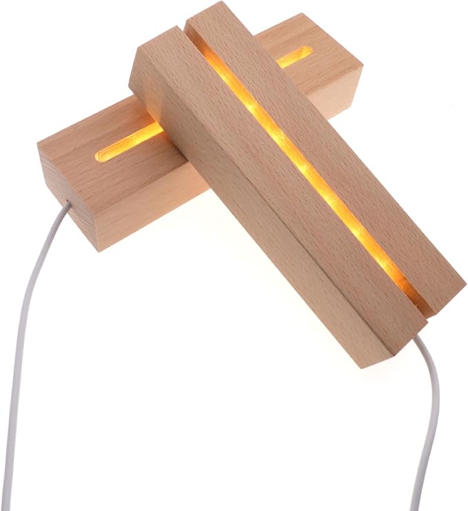 6 inch Rectangle Display Pedestal, Warm Color Rectangle Led Lights Display Base, Crystal Wooden Lighted Base Stand for Acrylic, Crystal, Night Light, Glass Resin Art