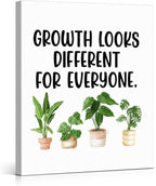 Motivational Wall Art Classroom Decor, Inspirational Mental Health Posters for Therapy Counseling Office, Growth Looks Different for Everyone Canvas Painting Artwork (8 X 10 Inches, Framed)