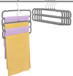 VSV stoage Velvet Pants Hangers with Double Non Slip Bar - Multiple Velvet Hangers for Closet - Thin Space Saving Clothes Hanger - 360° Swivel Felt Trouser Hanger Perchas Terciopelo 10 Pack (Grey)