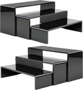 ANDGOO 6 Pcs Acrylic Display Risers, 2 Set(7.9”L, 8.3”L, 8.7”L) Rectangular Display Stands, Acrylic Display Shelves for Figures, Perfume Organizer, Cupcake Dessert Table Display Set, Black
