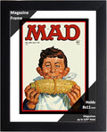 Creative Picture Frames 8 x 11 Magazine Frame with Full-Strength Glass, Holds Up To A 1/4" Thick Media with Installed Hangers for Easy Mounting, 10x12 Black Frame with White Mat