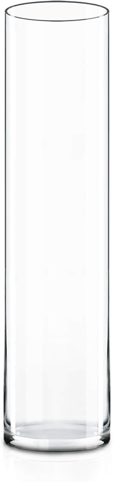 CYS EXCEL Glass Cylinder Vase (H:24" D:5") | Multiple Size Choices Glass Flower Vase Centerpieces | Hurricane Floating Candle Holder Vase