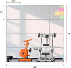 Ruomeng Home Gym Mirrors 12" x 12" x 16Pcs Wall Mounted Mirror Glass Frameless Full Length Mirror Tiles for Home Gym, Bedroom, Door & Bathroom
