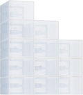 NEWBULIG 12 Pack Clear Shoe Storage Boxes, Shoe Organizer for Closet with Lid, Plastic Stackable Breathable Shoe Cabinet with Lid for Sneakers, Heels & Boots, White