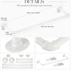 ERYTLLY Industrial Pipe Wall Mounted Clothes Rack,38 Inches Heavy Duty Detachable Garment Rack,Multi-purpose Hanging Rod for Closet,Set of 2,White