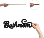 CREATCABIN Word Cutout Sign Bathroom Laser Cut Wood Letter Sign Wall Decor Unfinished Wooden Signs Wall Art Basswood Hanging Sculpture Decor for Crafts DIY Farmhouse Door Black 11.8x3.9Inch