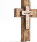 OKSQW Wall Wooden Christians Cross Spiritual Religious Cross Gifts With Hook on Hanging Wall Or Table With Blessed For Church Home Room Decoration For Christmas (5 colors available)