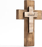 OKSQW Wall Wooden Christians Cross Spiritual Religious Cross Gifts With Hook on Hanging Wall Or Table With Blessed For Church Home Room Decoration For Christmas (5 colors available)