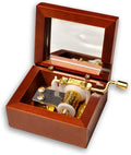 BinkeGG Play (Moon River) Brown Wooden Hand Crank Music Box with Sankyo Musical Movement (65 Tunes Option)