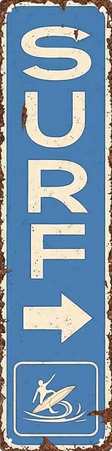 Vintage Surf Beach Nautical Metal Tin Sign 4x16 in Durable Metal Wall Art for Home Bar Cafe & Outdoor Decor