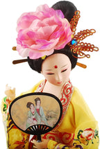 12 Inch Chinese Traditional Handicraft Silk Figurine Collectible Chinese Ancient Character Ornaments for Home Decoration(Yellow)
