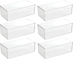 mDesign Long Plastic Drawer Organizer Box, Storage Organizer Bin Container; For Closets, Bedrooms, Use for Leggings, Socks, Ties, Jewelry, Accessories - Lumiere Collection - 6 Pack - Clear