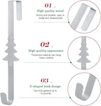 15 inches Christmas Decorative Wreath Hangers for Front Door;Over the Door Hooks (Silver, Christmas Tree)