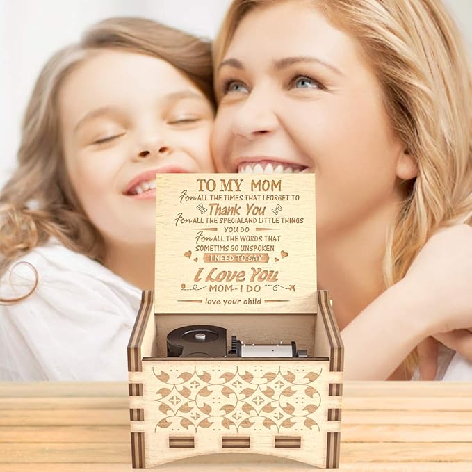 Ucuber You are My Sunshine Music Box for Mom from Daughters, You are My Sunshine Cute Box with Wind Up, Wood Personalized Engraved Best Unique Gift for Birthday, Christmas Day