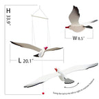 Wooden Flying Seagull Decorative Hanging Mobile Nautical Ornament Nursery Room Bird Drop for Patio Balcony Wedding Party(20")