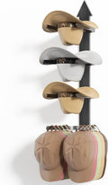Cowboy Hat Rack for Wall, Cowboy Hat Holder Wall Mount Holds up to 4 Hats, Wooden Western Rustic Metal Hat Hanger with Arrow Sign Board, Hat Organizer for Western Hat, Fedora, Sun Hats