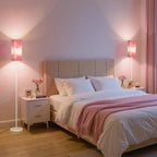 Floor Lamp, Pole Lamp with Foot Switch, Modern Standing Lamp, Minimalist Freestanding Lamp (Bulb Not Included), for Living Room, Bedroom Office ETL Listed, White and Sakura Pink WCP07LD05