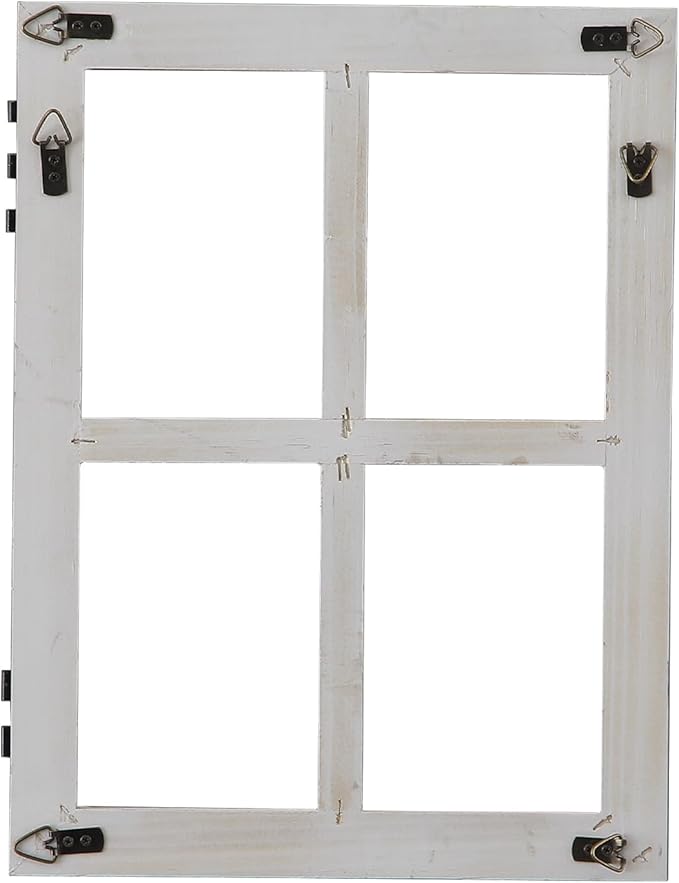 Sintosin Small Rustic Window Frame Wall Decor 12 X 16 Inch, Hanging Handmade Washed White Wooden Farmhouse Faux Window Wall Decor for Living Room Bedroom Entryway Hallway, Horizontal or Vertical