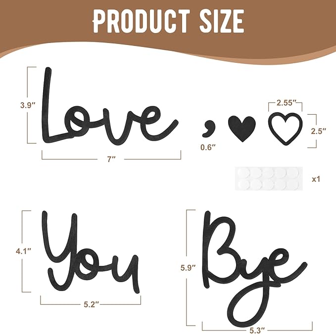 Dripykiaa Love You Bye Wood Sign Home Decor Boho Decor Wall Decor Express Love and Warm for Your Family Lovers Wall Art Gift Hallway Entryway Door Valentine Decorations for Home