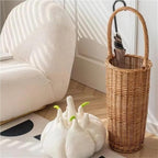 Umbrella Holder with Handle, Wicker Weaving Umbrella Stand, Umbrella Holder for Entryway, Large Capacity Umbrella Stand, Indoor Outdoor Umbrella Stand