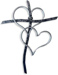 Taprion Silver Heart Cross Wall Art - Religious Wall Decor for Living Room, Bedroom & Wedding - 10 Inch