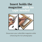 Creative Picture Frames 10.5 x 13.5 Magazine Frame with Full-Strength Glass, Holds Up To A 1/4" Thick Media with Installed Hangers for Easy Mounting, 12x15 Black Frame with Black Mat