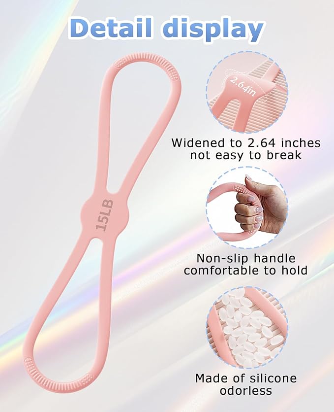 3 PCS Figure 8 Resistance Bands for Women, 15 Lbs & 25 Lbs & 35 Lbs Keep Resistance Band for Arm with Non-Slip Handles