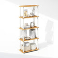 Furinno Turn-N-Tube Book Shelf, 5-Tier Bookshelf, Bookcase with Multipurpose Compact Display Rack, 11.6 x 23.6 x 57.4, for Living Room, Bedroom, Home Office, Beech/White