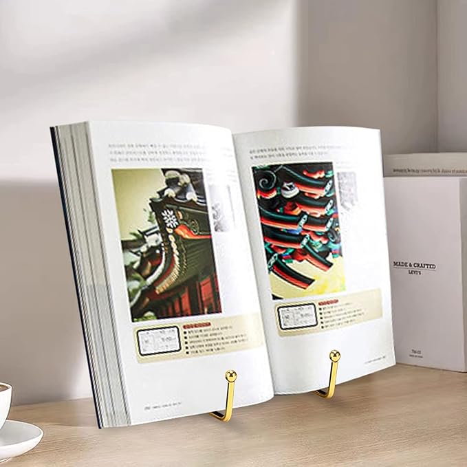 3 Pack 8 Inch Plate Stands for Display, Plate Holder Display Stand, Picture Frame Stand Black Metal Frame Holder Stands for Book,Small Easel,Decorative Plate,Photo and Platter,Tabletop Art-gold