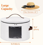 Lifewit Round Cowboy Hat Box for 7 Caps, Large Felt Hat Organizer Bag for Men&Women Storage, Baseball Cap Container with Lid for Travel, Foldable 16.5" Dx10.6 H Carrier, 37L Each, White 1 Pack