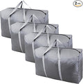 100L Extra Large Storage Bags, Big Moving Bags with Strong Zippers & Carrying Handles, Packing Bags for Moving, Storage, Travel and Camping, Storage Totes For Space Saving (Grey, 4 Pack)