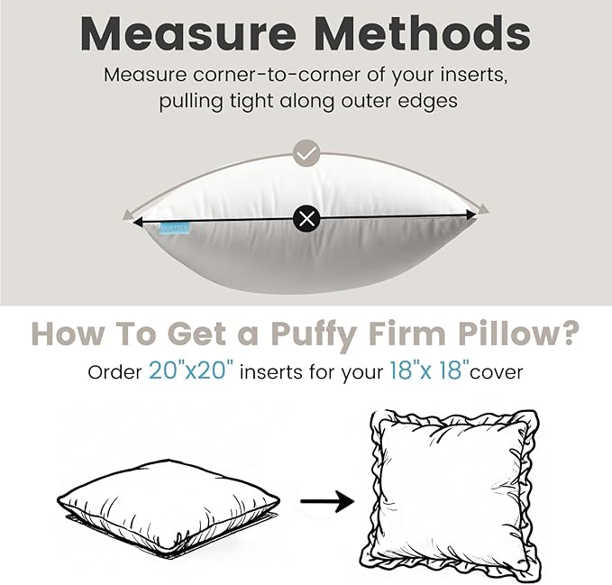QUIETSEA 24x24 Pillow Inserts, 2 Pack Down Alternative Euro Pillow Inserts, Fluffy Soft Square Decorative Pillows for Bed, Couch and Sofa