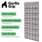 GORILLA GRIP Over the Door Shoe Organizer, 35 Large Breathable Mesh Pockets, Space Saving Hanging Storage Holder, 5 Hook Closet Rack Hanger, Hangs on Closets for Shoes, Accessories 68.5H x 24.5W Grey
