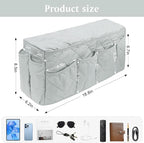 Remote Control Holder, Non Slip Bedside Armchair Caddy, Recliner Arm Caddy Armrest Organizer with 14 Pockets for Cell Phone TV Remote Control Magazines, Light Gray