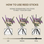 COCODOR Lavender Reed Diffuser/White Jasmine/6.7oz/1Pack / Home Fragrance Scent Essential Oil Stick Diffuser for Bedroom Bathroom Home Decor for Women