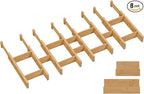 Kitchen drawer organizer,expandable bamboo drawer divider,include 8 dividers,8 small inserts and 8 medium inserts for Home, Office, Dressers (Short-8 Dividers)