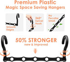 Magic Clothes Hangers Space Saving, Premium Closet Organizers and Storage, Sturdy Plastic Cascading Hanger with 360° Swivel Hooks for 20 Heavy Clothes, College Dorm Room Essentials for Girls, 4 Pack