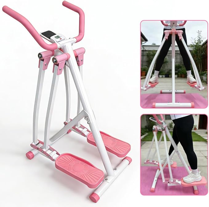 Air Walker Exercise Machine,Foldable Elliptical Machine for Home,Mini Elliptical for Full-Body Low-Impact Exercise with LCD Display Ideal for Home Gym
