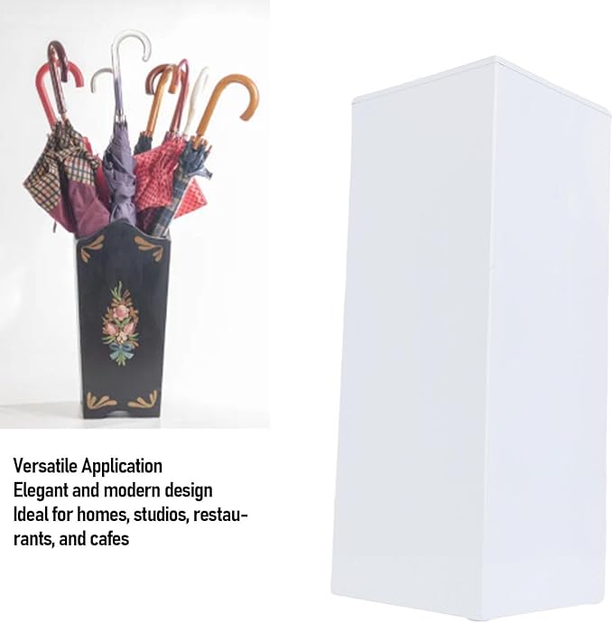 Umbrella Stand, Umbrella Holder for Entryway, Metal Square Umbrella Rack Organizer Freestanding, for Canes Walking Sticks (White)