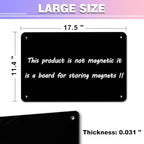 Black Magnetic Board,17.5" x 11.4" Magnet Bulletin Board to Display Magnetic Notes, Poetry, Photos, Suitable for Wall, Refrigerator, Cabinet etc, Come with 4 Pcs Dual Lock Tape and Screws