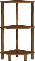 YUFAM 3-Tier Corner Shelf with Sturdy 5-Leg Base, Wooden Corner Bookshelf for Small Spaces, Small Corner Table for Living Room, Bedroom, Office, Brown