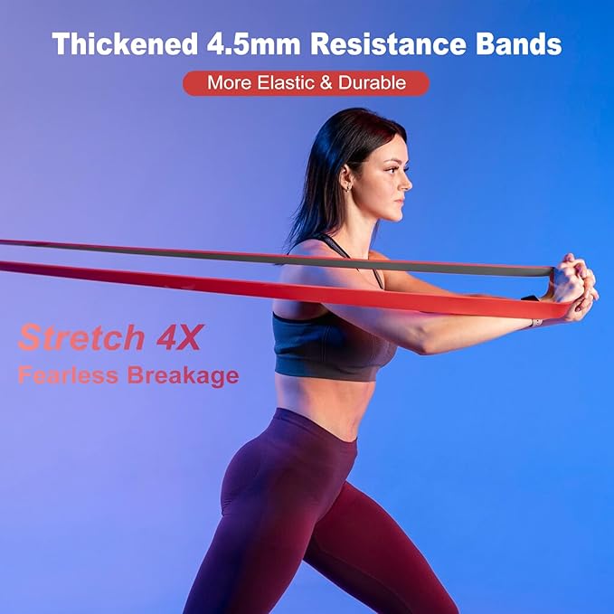 Resistance Bands, Pull Up Bands, Workout Bands for Exercise, Thick Heavy Resistance Band Set with Door Anchor, Elastic Bands for Body Stretching, Training at Home/Gym for Men & Women