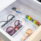 Backerysupply Clear Plastic Drawer Organizer Tray for Vanity Cabinet (6"×3"×2" Set of 8) Storage Tray for Makeup, Kitchen Jewelries and Gadgets