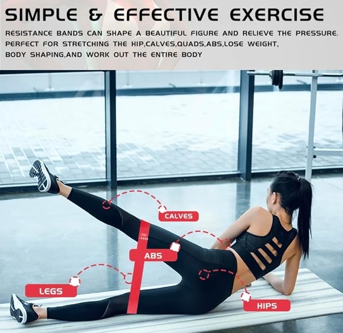 Resistance Loop Exercise Bands with Instruction Guide and Carry Bag, Set of 5