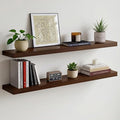 Homeforia Walnut 42 inch Floating Shelves, High End Solid Real Wood 42inch Floating Shelf for Wall, Large Dark Brown 42 inches Long Floating Shelves, Heavy Duty Bracket, 42 X 6.5 X 1.75 inch, Set of 3